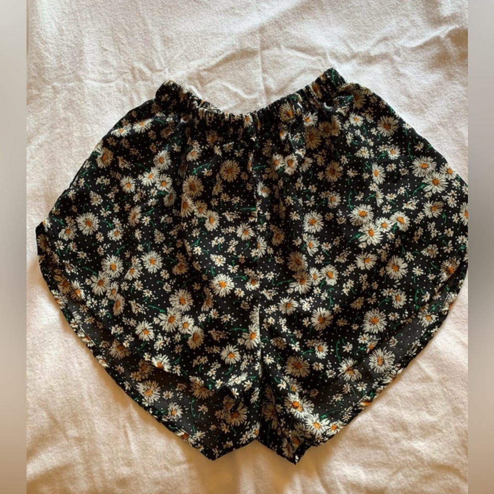 Ambiance Black Floral High Waist Women's Shorts